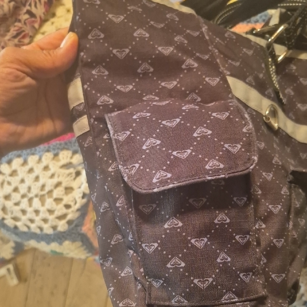 Black Patterned Tote Bag with Reflective Trim - Picture 7 of 10